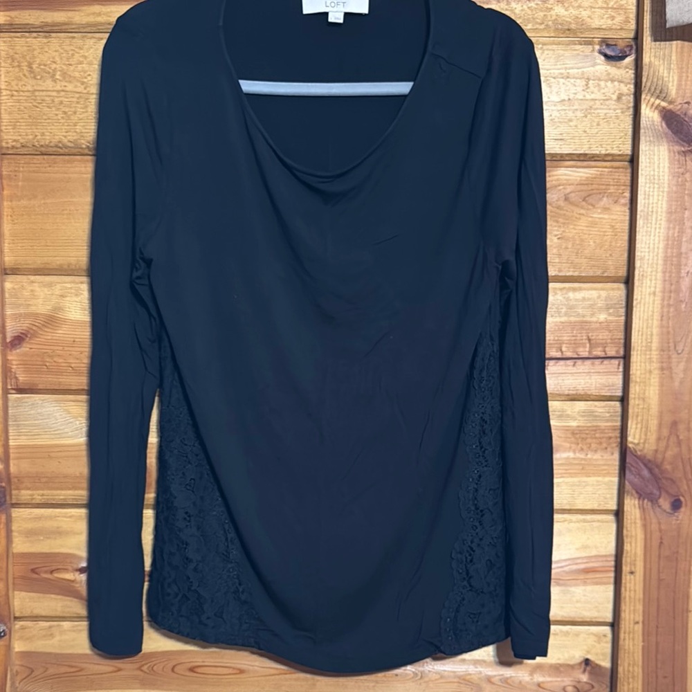 LOFT Black Long Sleeve Shirt Essential